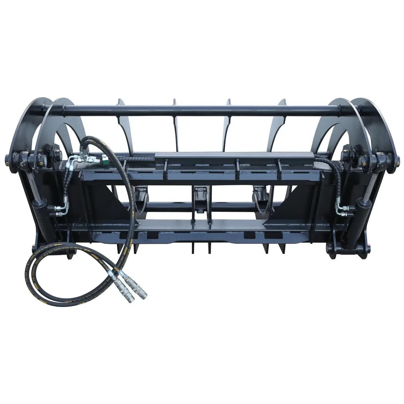 72" Extreme-Duty Skid Steer Root Rake Grapple, Twin Hydraulic Cylinders, Quick Attach