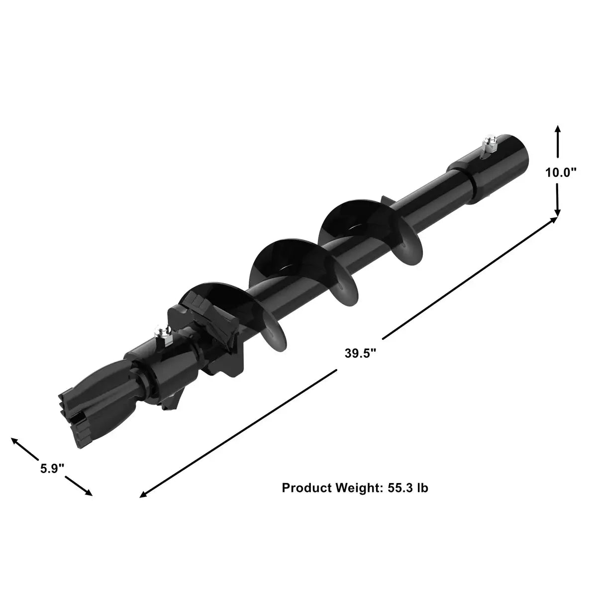 6" Skid Steer Auger Bit, 36" Digging Depth, Dual-Bolt Replacement Bit