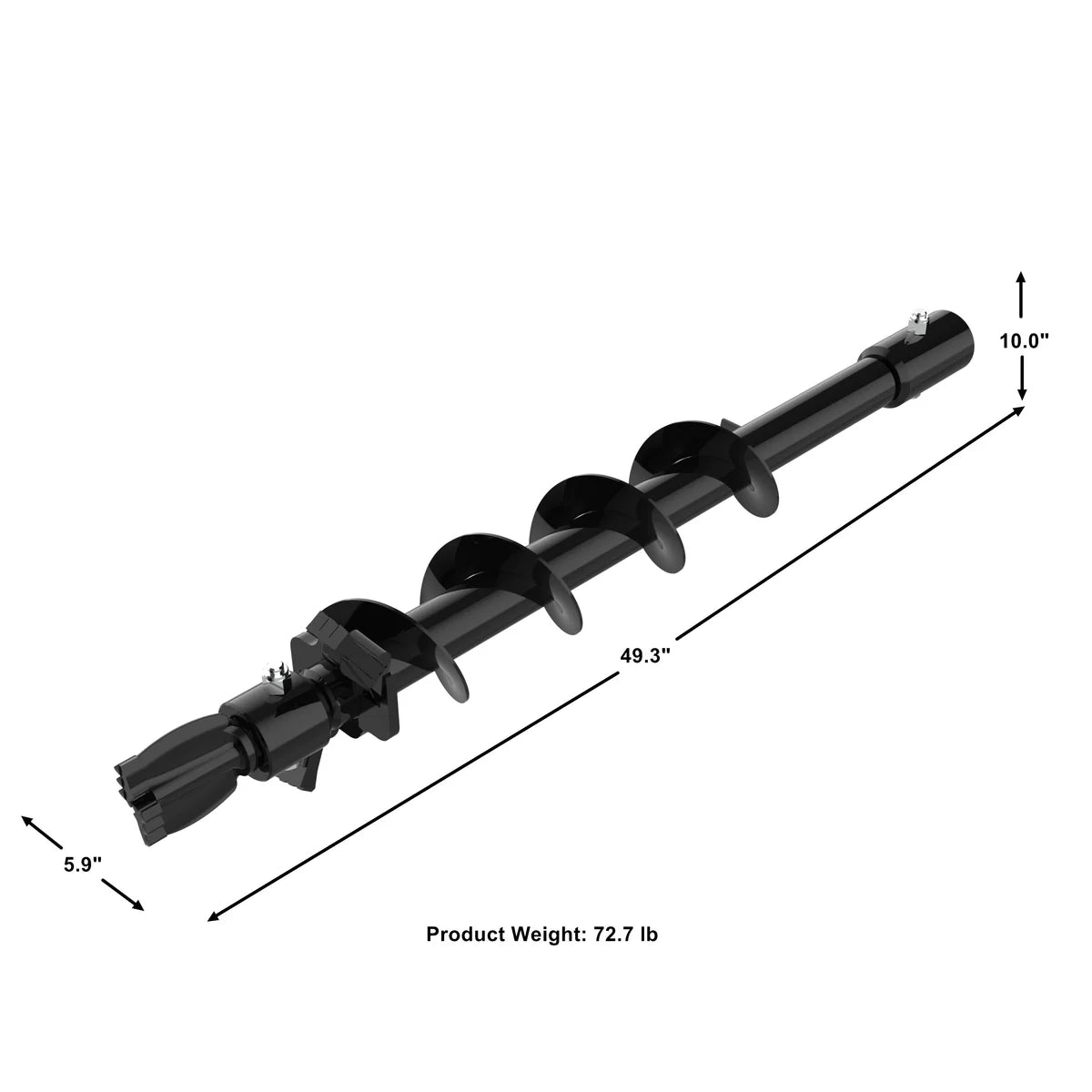 6" Skid Steer Auger Bit, 46" Digging Depth, Dual-Bolt Replacement Bit