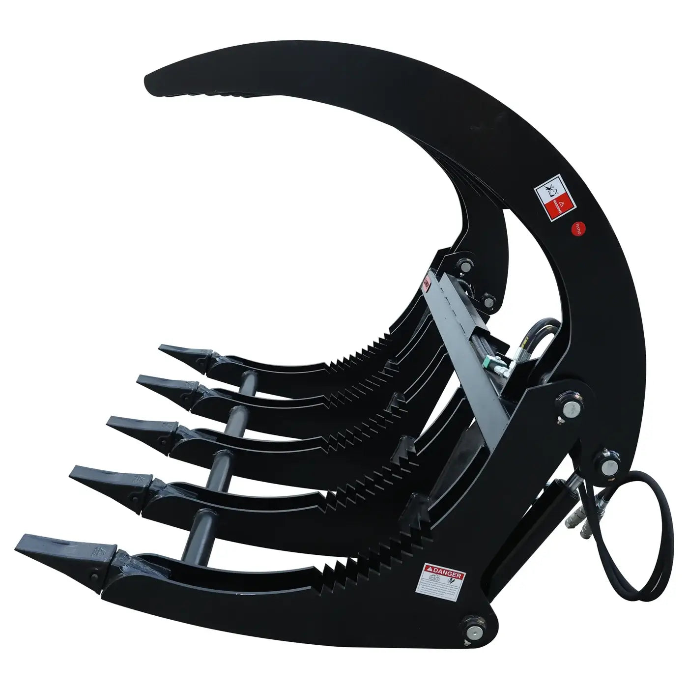 72" Extreme-Duty Skid Steer Root Rake Grapple, Twin Hydraulic Cylinders, Quick Attach
