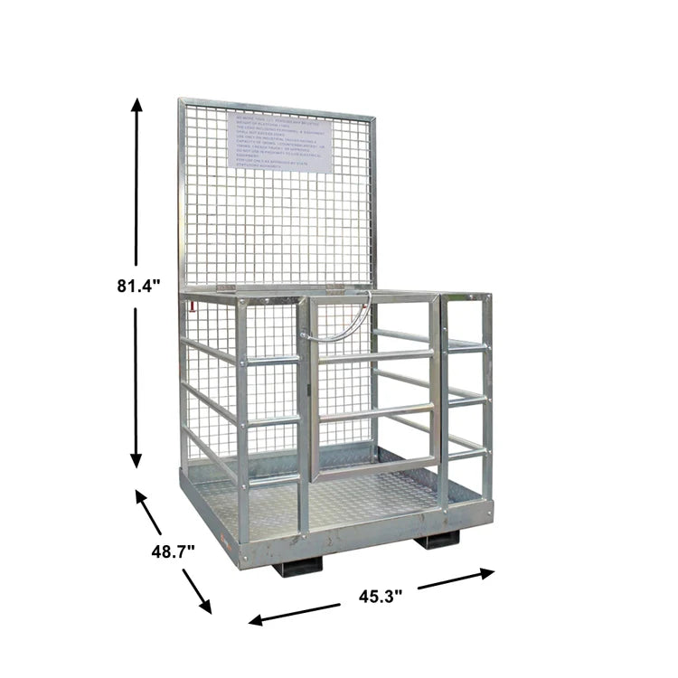 48'' x 45'' 2 Person Forklift Safety Lift Platform Cage - 550lb Capacity