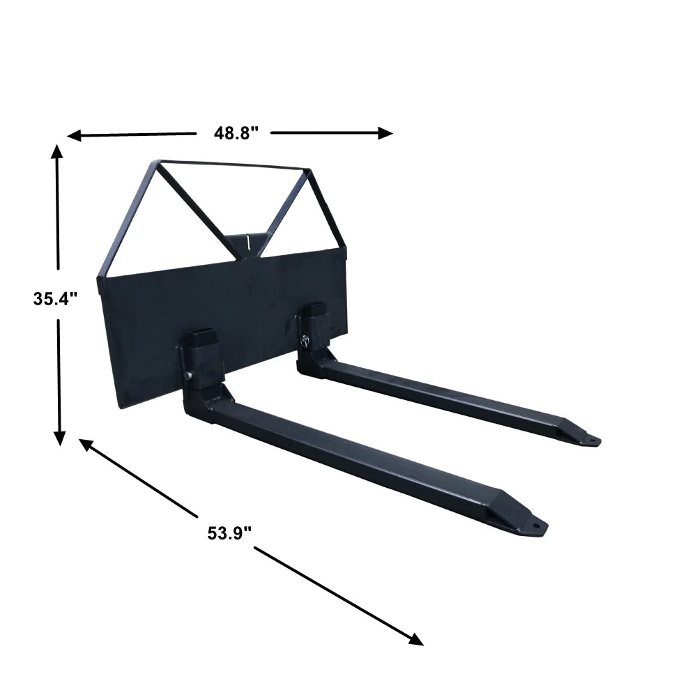 attachMan Economy 2600 lb Skid Steer Pallet Fork Attachment - 49" Quick Tach Frame