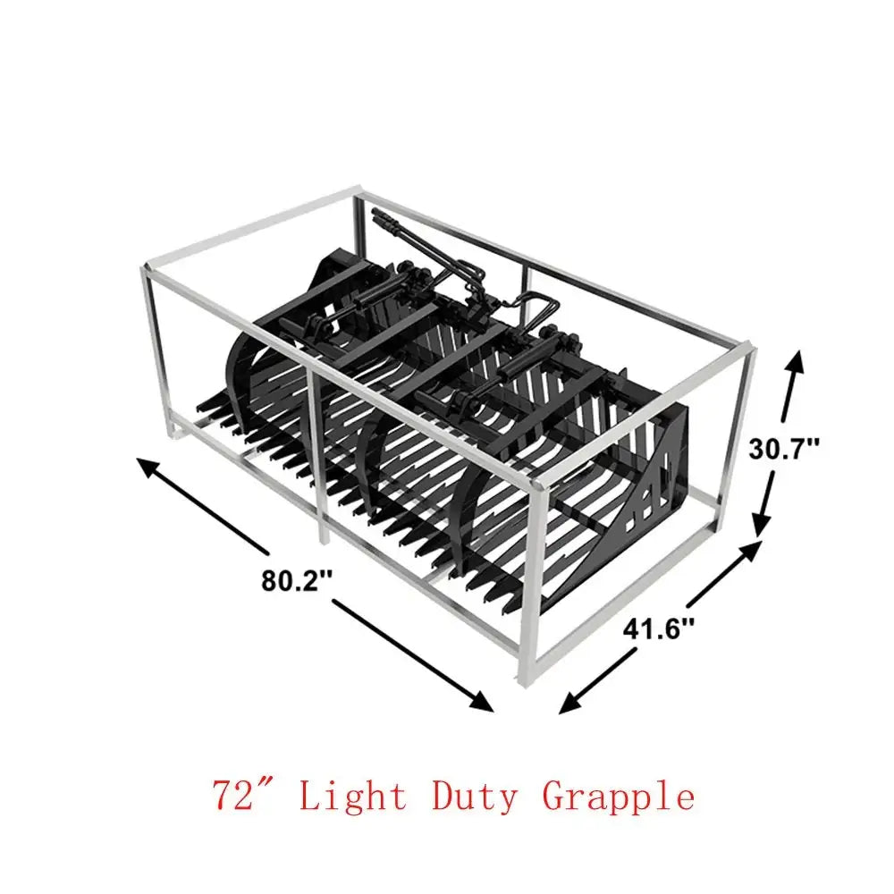 72" Light-Duty Skid Steer Rock Grapple Bucket with Teeth, Universal Quick Attach