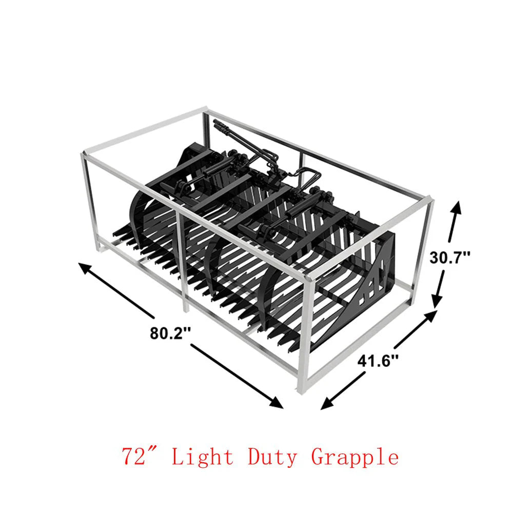72" Light Duty Rock Grapple Bucket with Teeth for Skid Steer Attachment