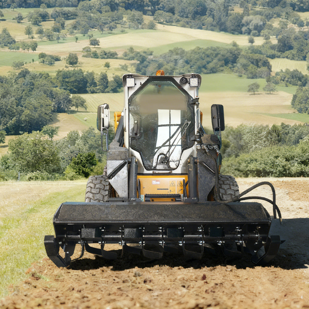 attachMan 72" Skid Steer Bi-Directional Driven Rotary Tiller Attachment - Heavy Duty Direct Drive