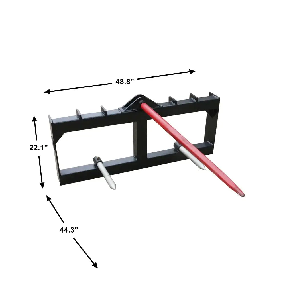 49" Skid Steer Hay Spear Attachment - 3,000 lb Capacity, Universal Quick Attach