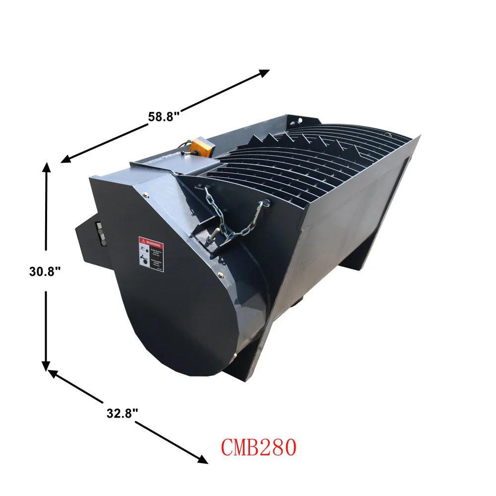 280Lt Skid Steer Concrete Mixer Bucket Attachment - Universal Quick Tach - Hardox Steel