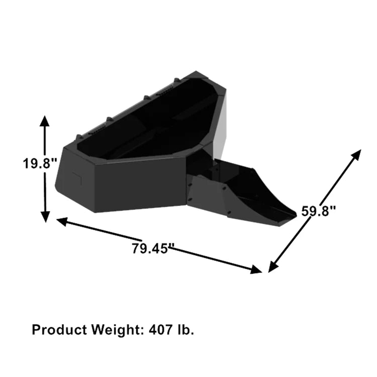 Skid Steer 1/2 Yard Cement and Concrete Bucket Attachment with Spout - Universal Quick Tach
