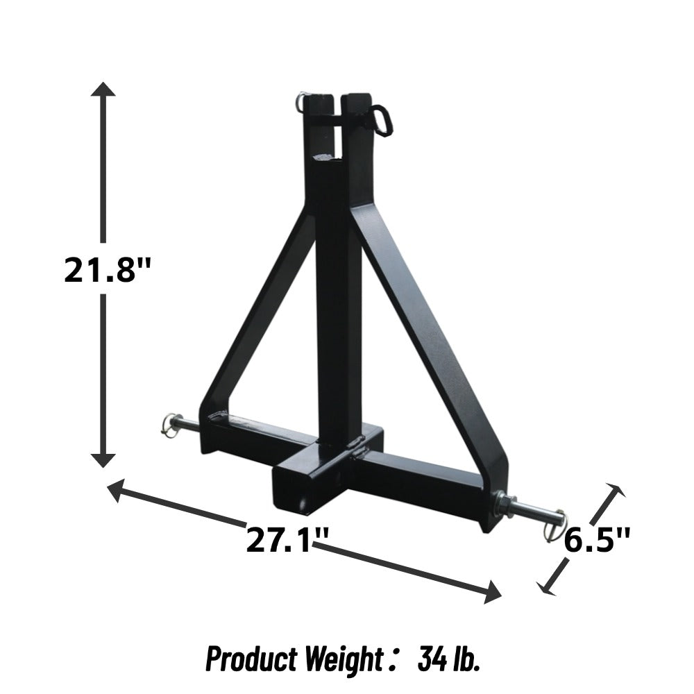 3 Point 2" Receiver Trailer Hitch Drawbar Adapter for Category 1 Tractors