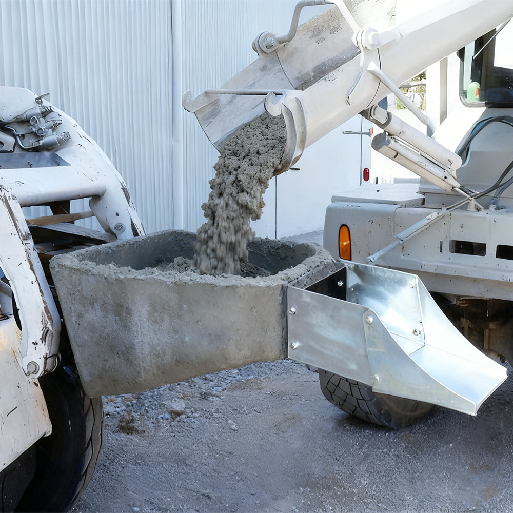 Skid Steer 1/2 Yard Cement and Concrete Bucket Attachment with Spout - Universal Quick Tach