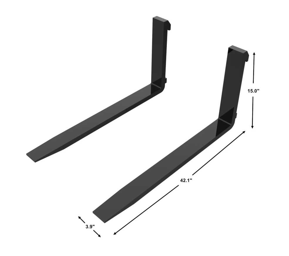 3300 lbs Capacity Fully Forged Pallet Fork Blades - 4" x 1.37" x 42" (Pair)