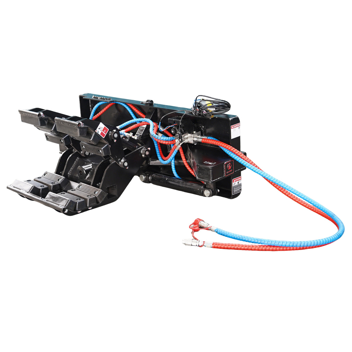 Skid Steer Double Cylinder Hydraulic Pole Setter & Rotating Pole Claw Attachment