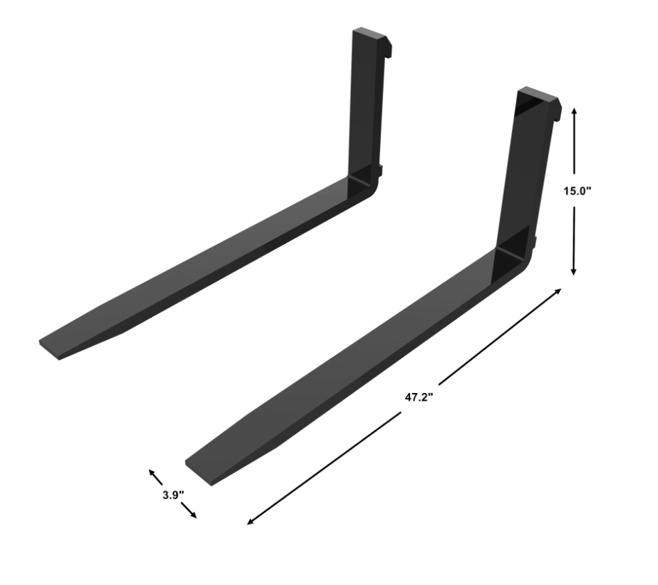 attachMan 4000 lbs Capacity Fully Forged Pallet Fork Blades - 4" x 1.56" x 47.2" (Pair)