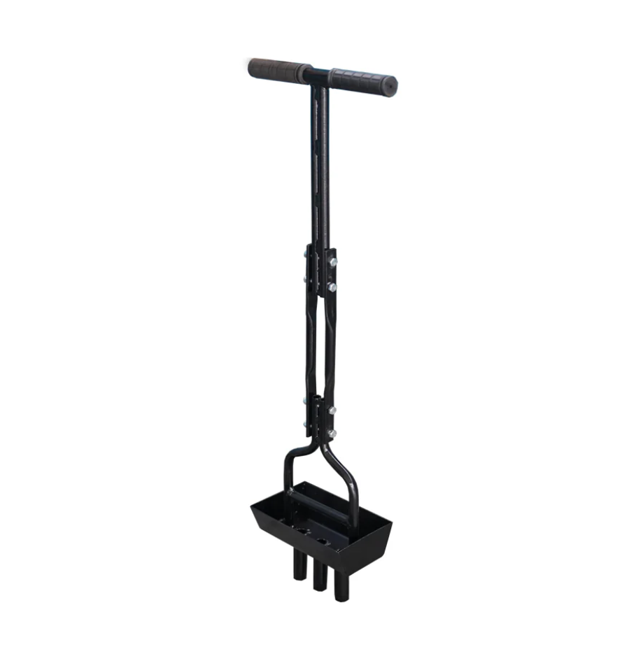 Manual Lawn Aerator with Collection Tray - 3 Hollow Tines Soil Corer Tool