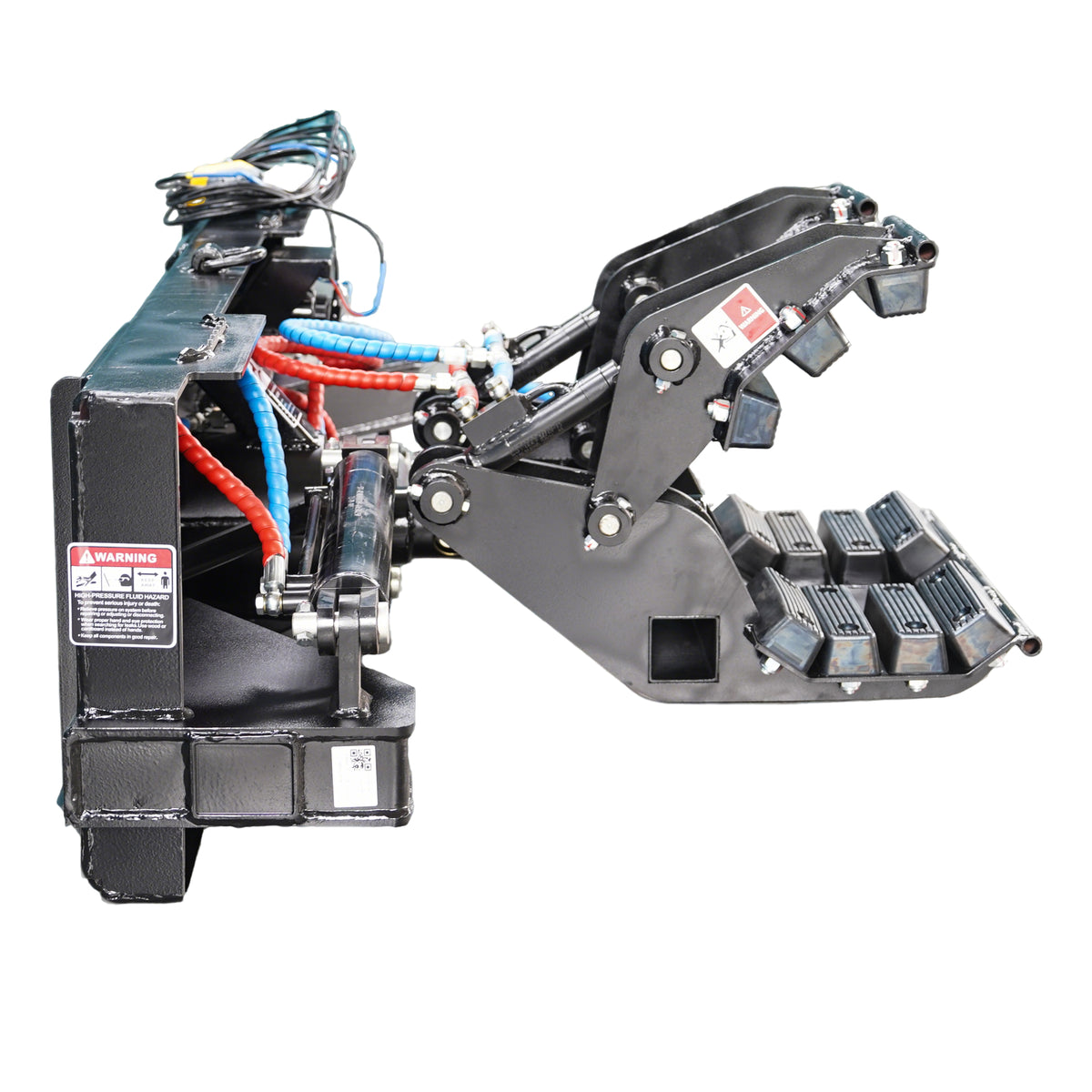 Skid Steer Double Cylinder Hydraulic Pole Setter & Rotating Pole Claw Attachment