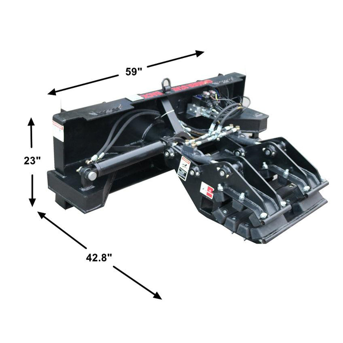 Skid Steer Double Cylinder Hydraulic Pole Setter & Rotating Pole Claw Attachment