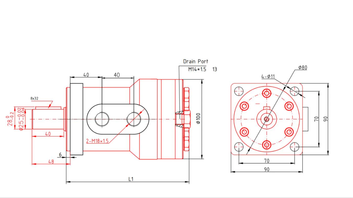 Hydraulic Motor Replacement for Angle Broom Sweeper - Fits Model S-AB1830