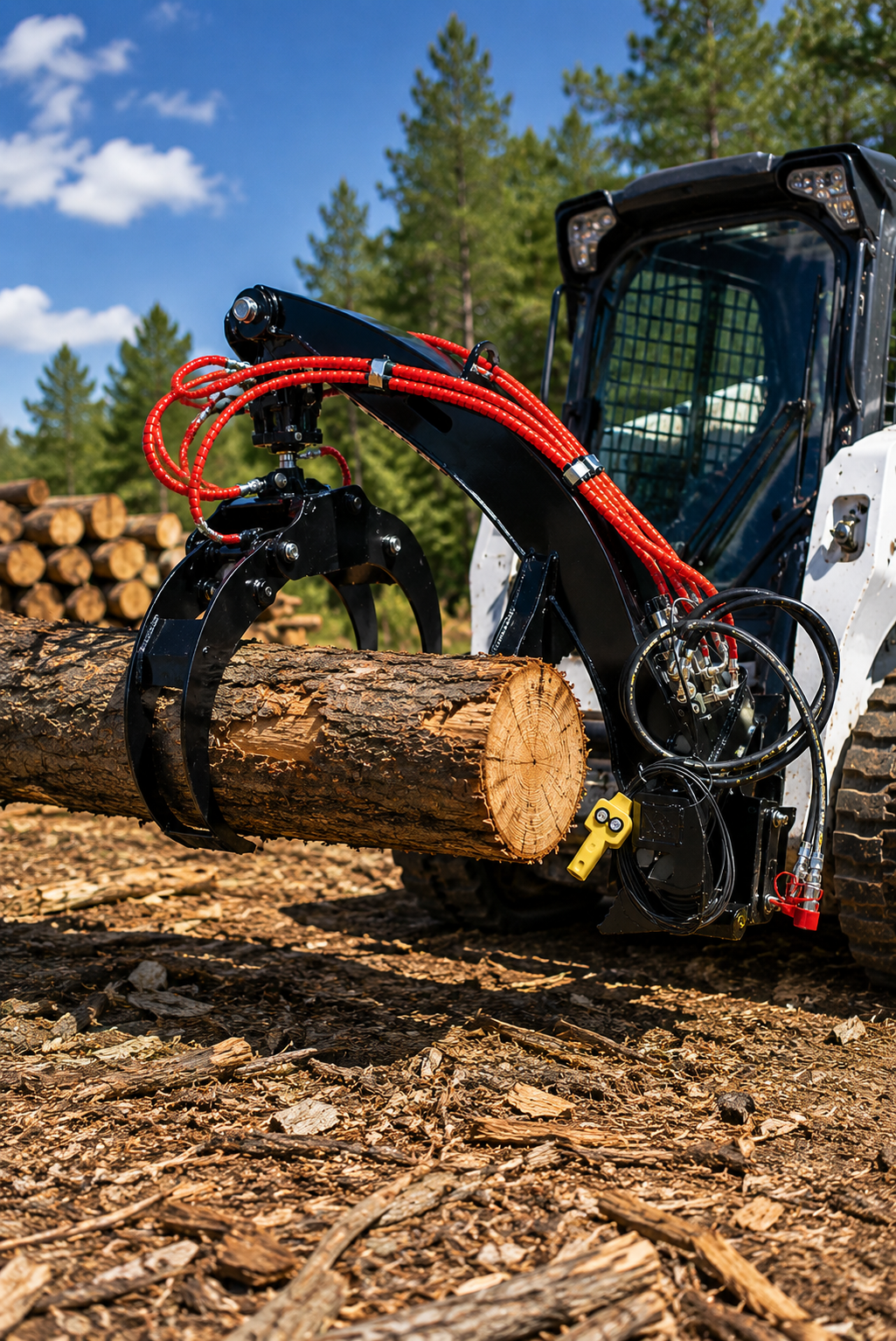 Mini Skid Steer Mount Log Grapple, Rotate, Universal Mini Loader Quick Attach Plate.