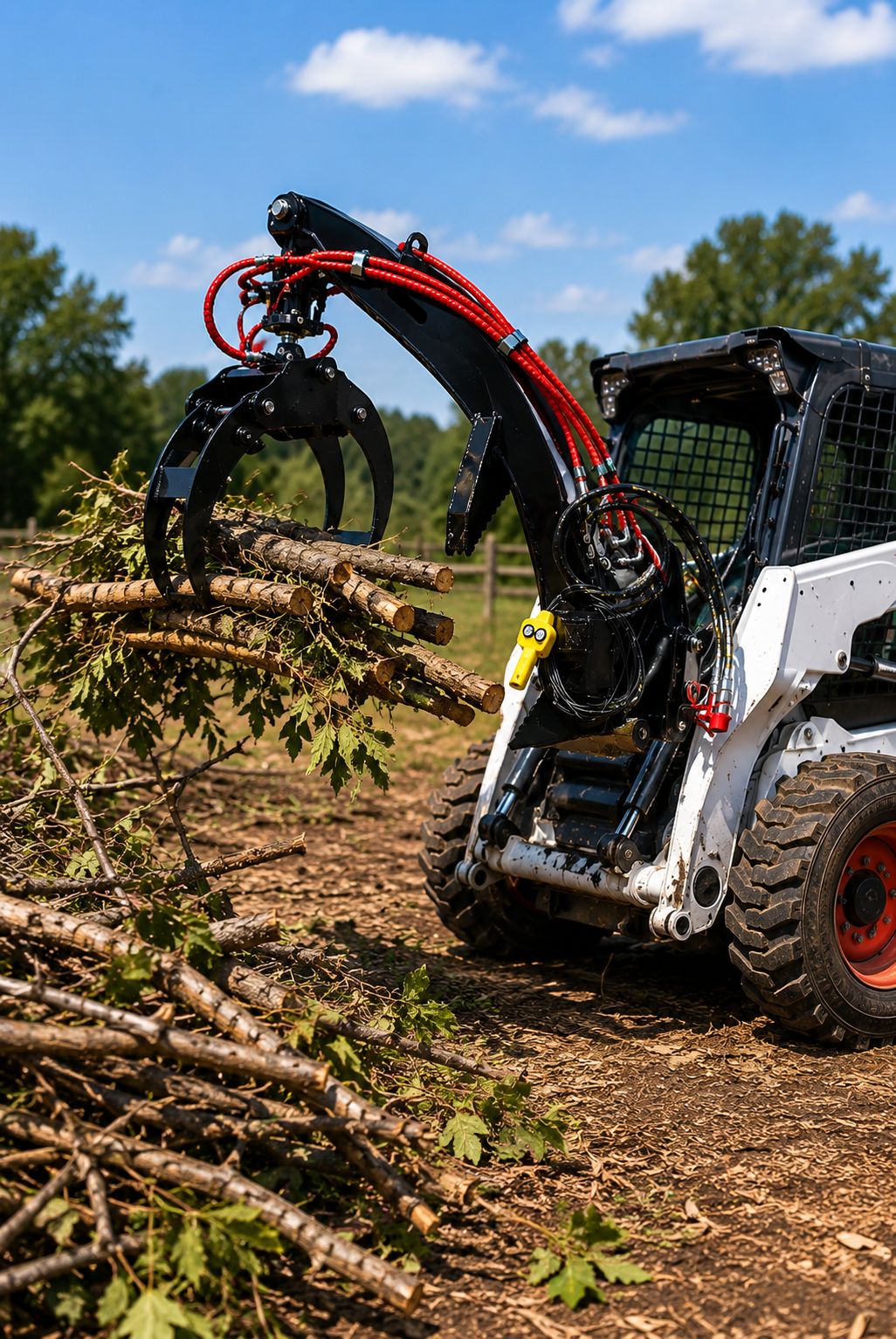 Mini Skid Steer Mount Log Grapple, Rotate, Universal Mini Loader Quick Attach Plate.