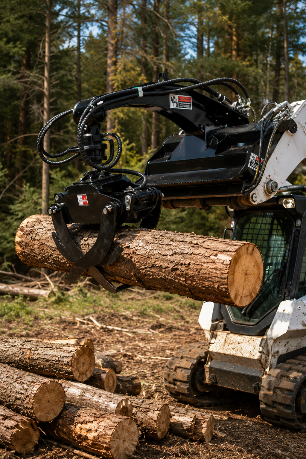 Skid Steer Log Grapple Attachment, Rotate by Hydralic, Fits Universal Skid Steer Quick Attach