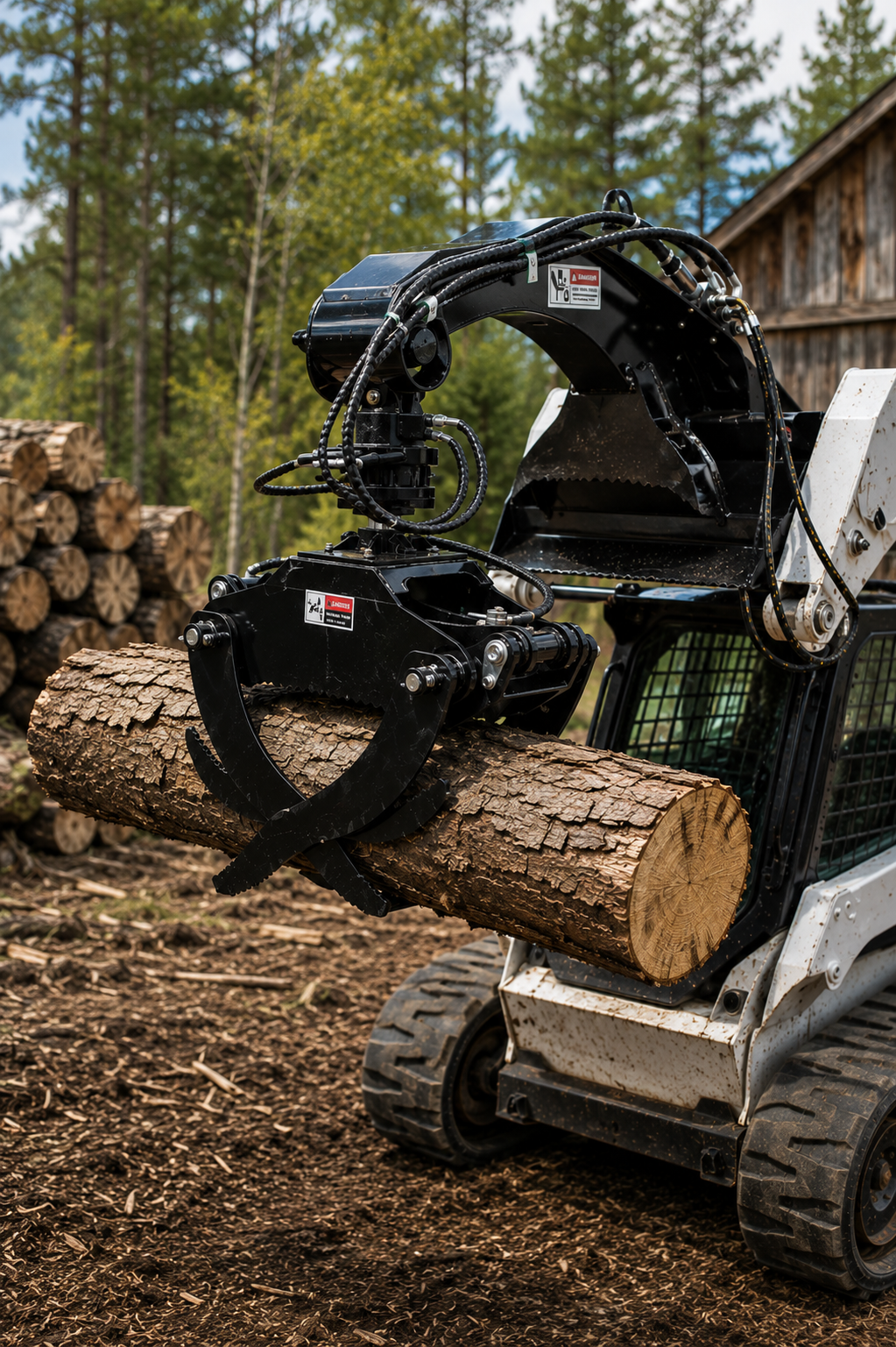 Skid Steer Log Grapple Attachment, Rotate by Hydralic, Fits Universal Skid Steer Quick Attach