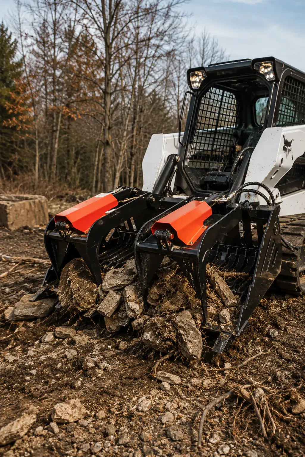 72" Heavy-Duty Rock Grapple Bucket, Universal Skid Steer Quick Attach