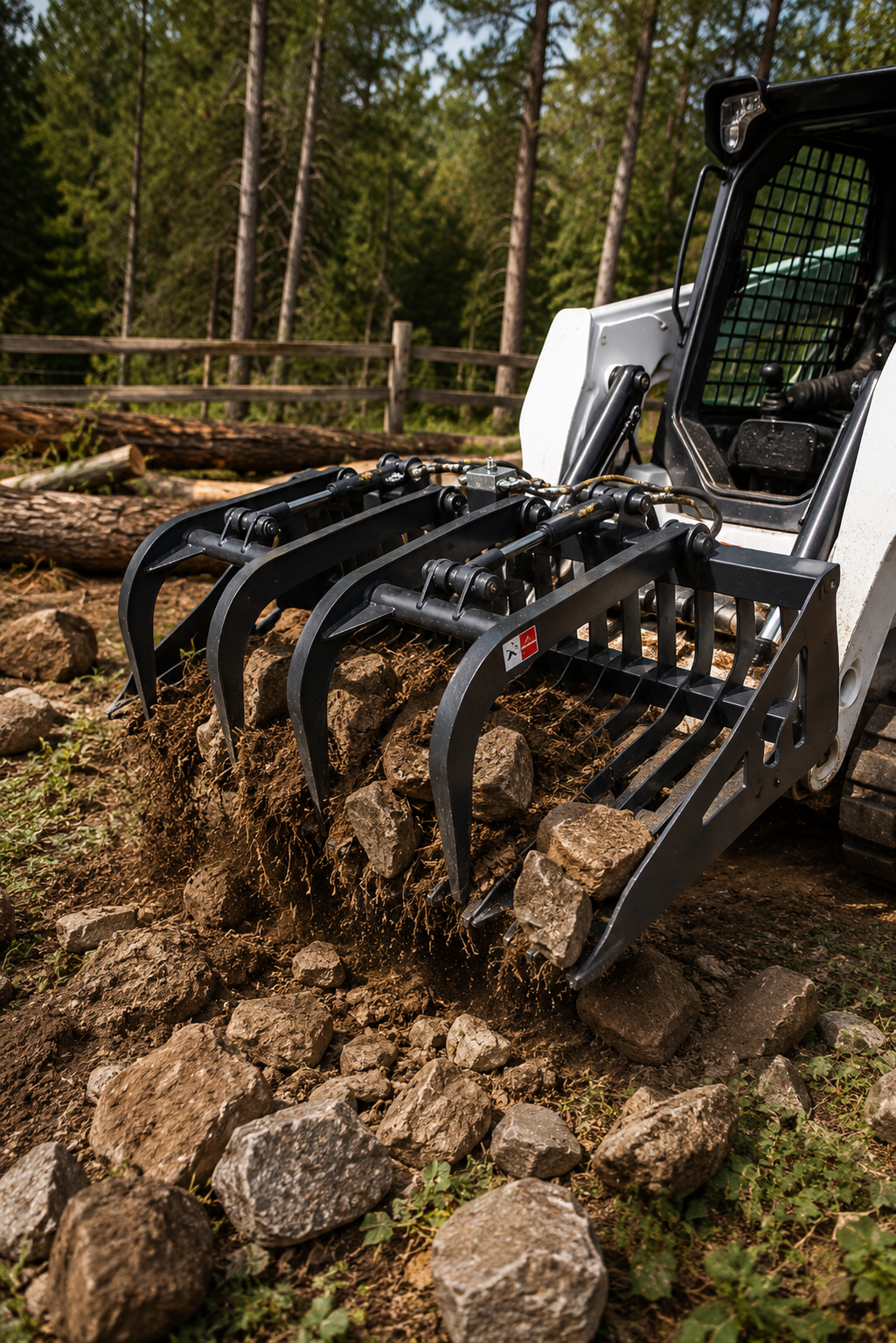 72" Light Duty Rock Grapple Bucket with Teeth for Skid Steer Attachment