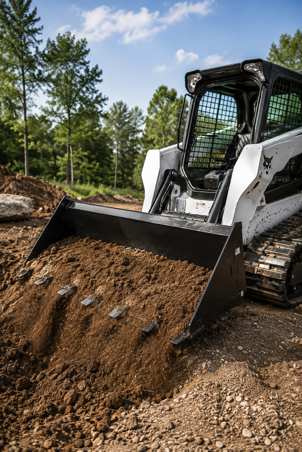 72 Inch Heavy Duty Skid Steer Dirt Tooth Bucket