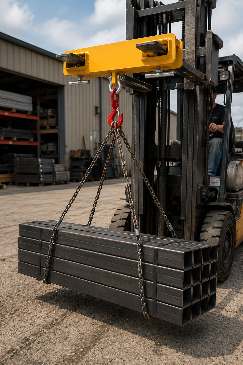 attachMan 4000 lbs Capacity Forklift Lifting Hoist Hook - Heavy Duty Mobile Crane Attachment