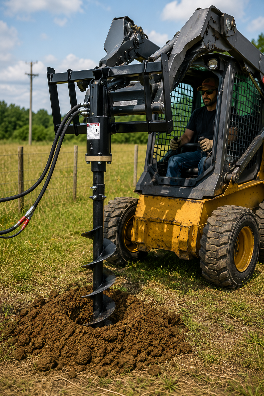 attachMan 9" Compact Wheel Loader Post Hole Auger Drive Attachment - Planetary Gear Drive