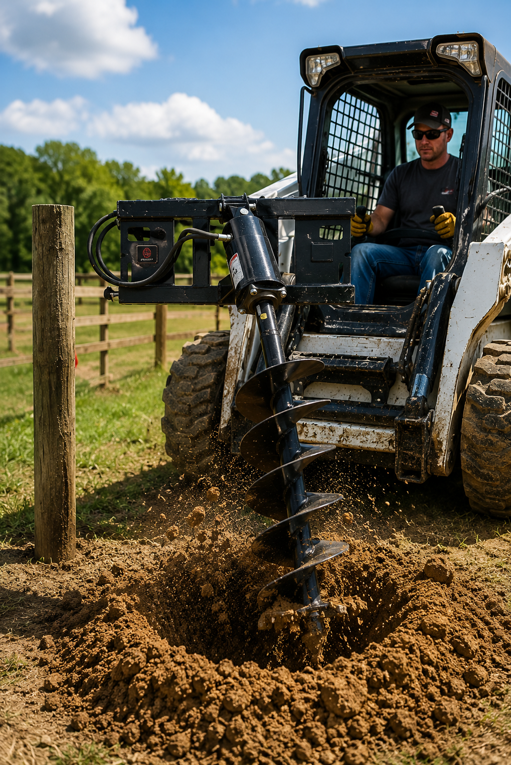 attachMan 12" Skid Steer Post Hole Auger Drive Attachment - Standard Flow - Planetary Drive