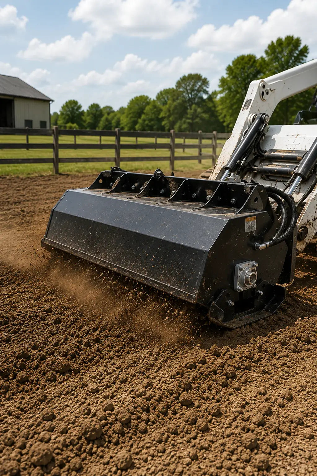 72" Heavy-Duty Skid Steer Bi-Directional Rotary Tiller Attachment, Universal Quick Attach