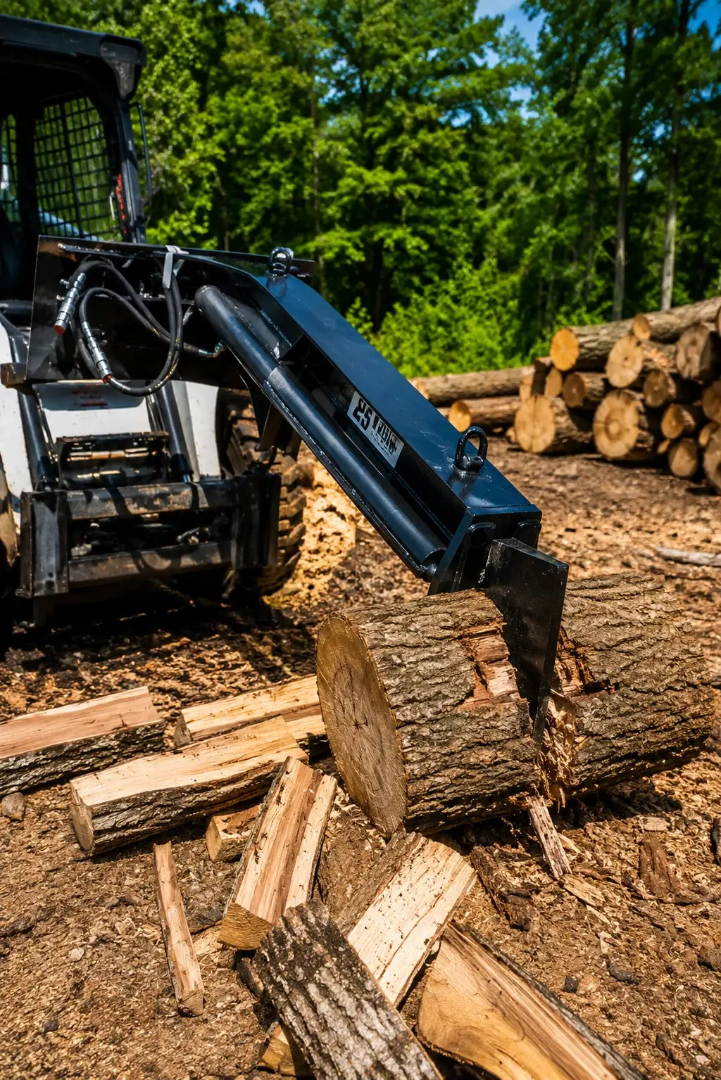 25-Ton Heavy-Duty Skid Steer Inverted Log Splitter Attachment, Universal Quick Attach