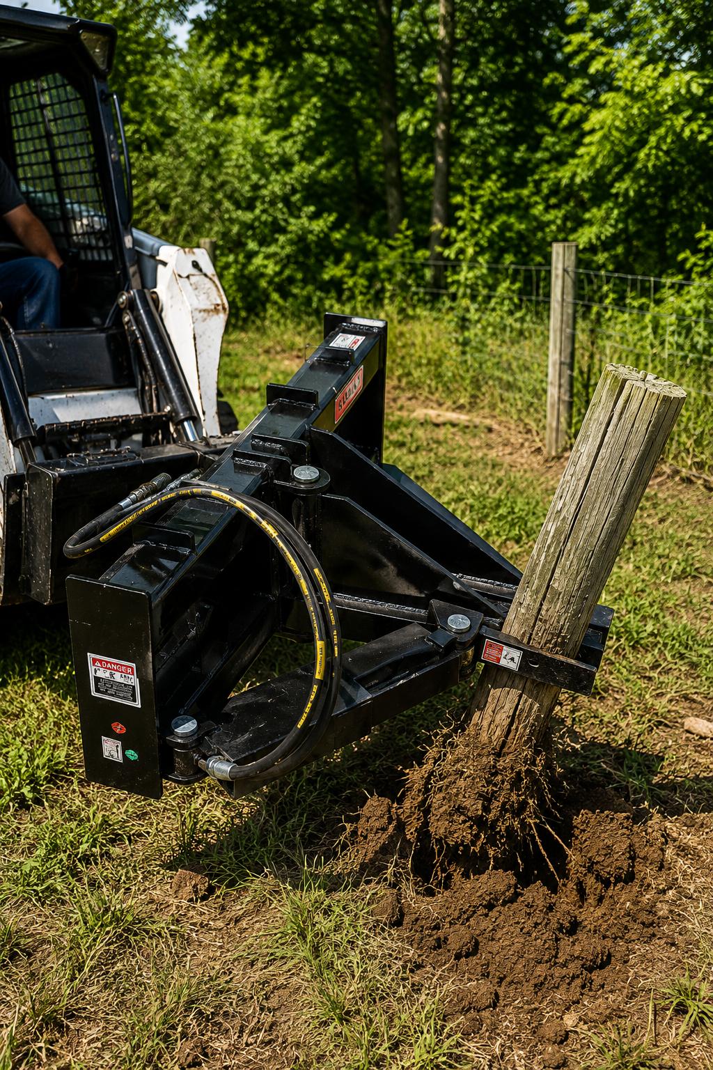 attachMan Heavy Duty Skid Steer Post and Tree Puller Attachment - Universal Landscape Tool