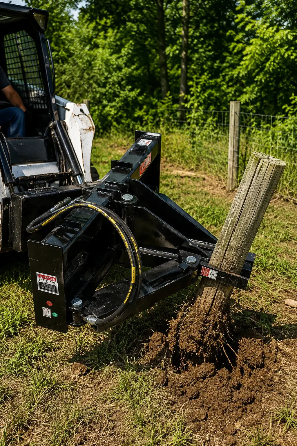 Heavy-Duty Skid Steer Post & Tree Puller Attachment, Universal Quick Attach