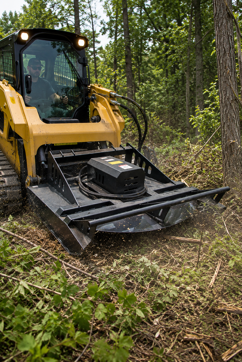 65" Heavy Duty Hydraulic Skid Steer Brush Cutter Attachment - Universal Quick Attach