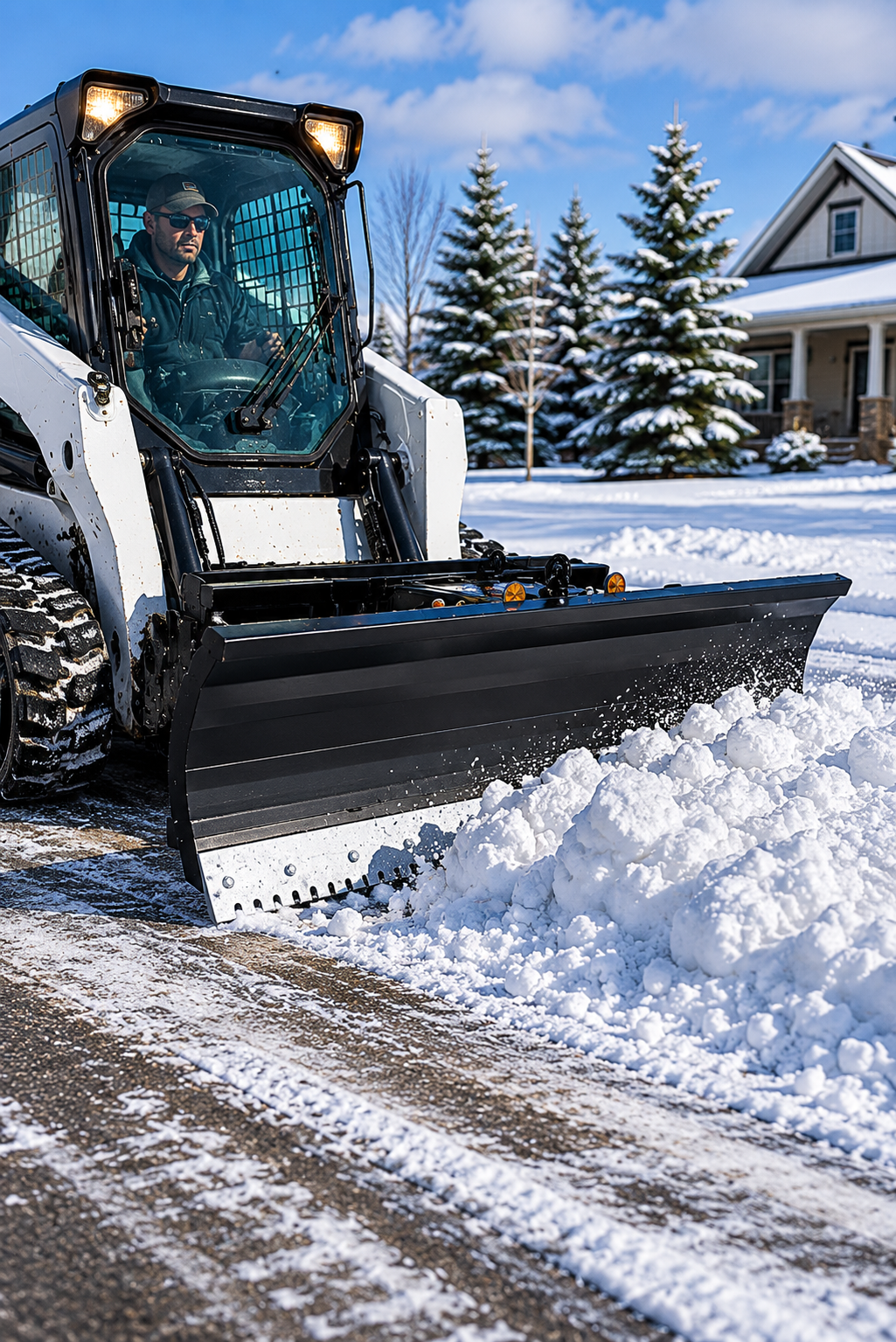 84" Extreme-Duty Pusher Snow Plow & Dozer Blade Combo Attachment - Universal Quick Attach
