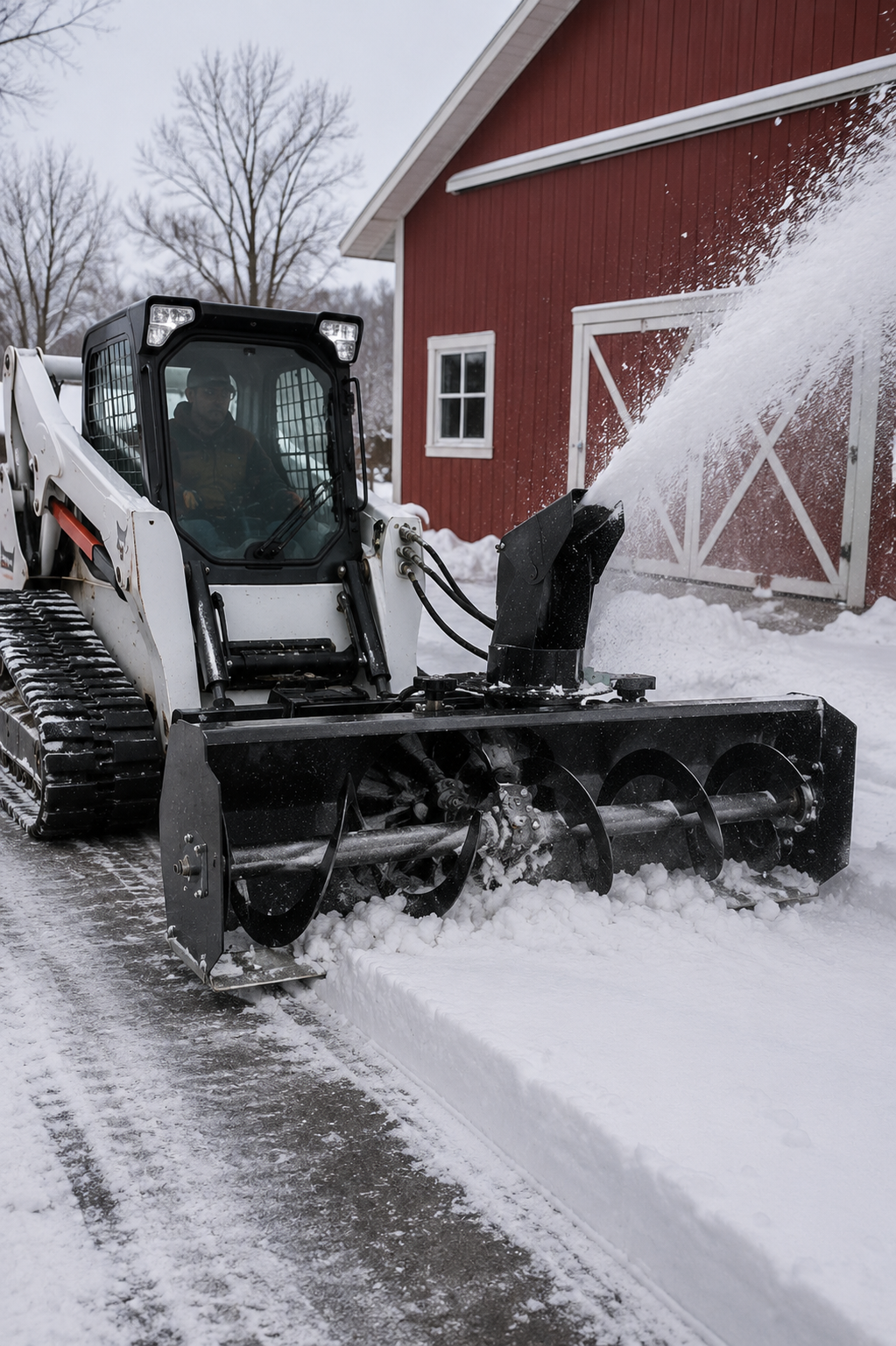 48" Mini Track Loader Hydraulic Snow Blower Attachment - 23.4" Universal Mount