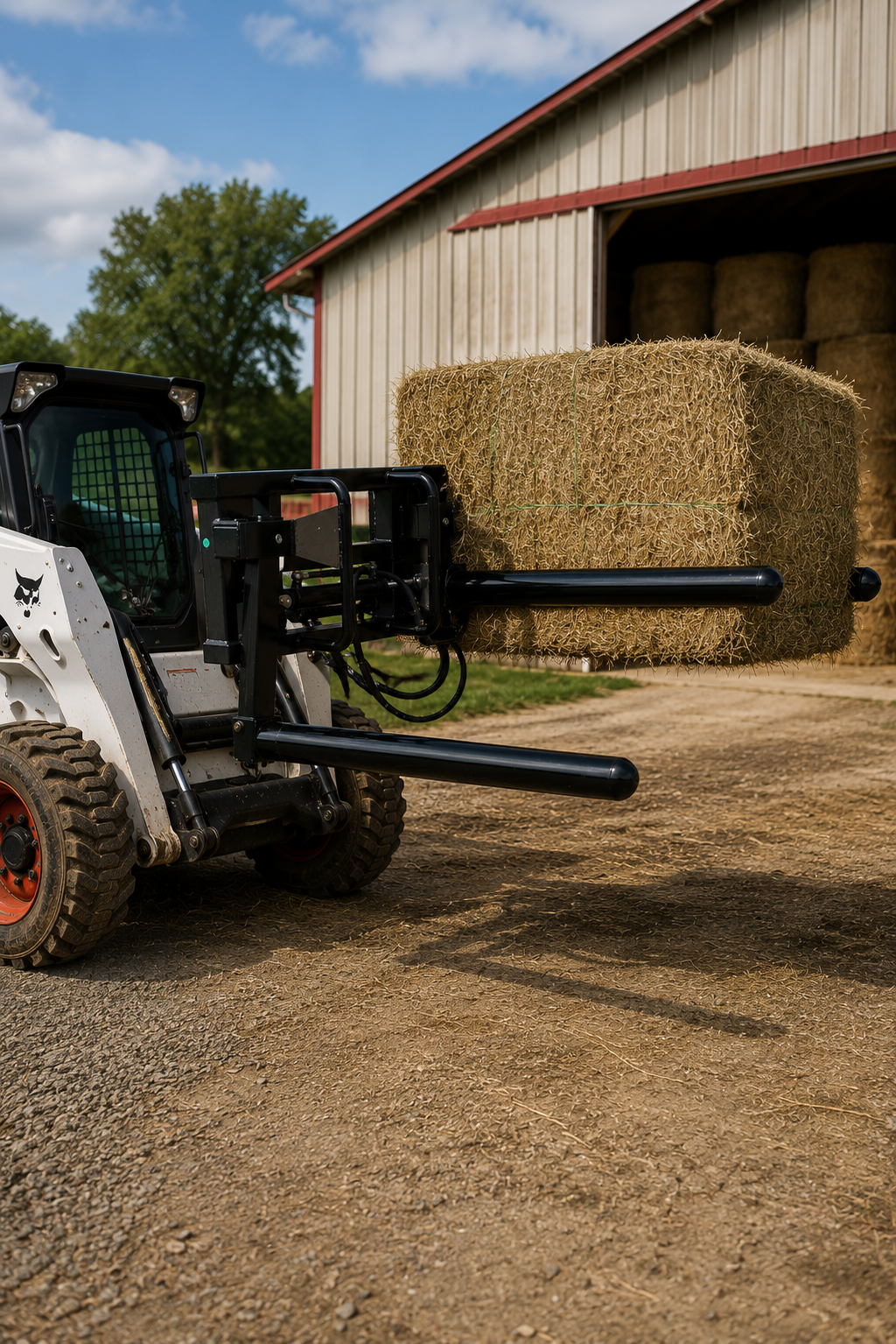 attachMan Skid Steer Heavy Duty Hydraulic Bale Lifter - Round or Square Bale Handler Attachment