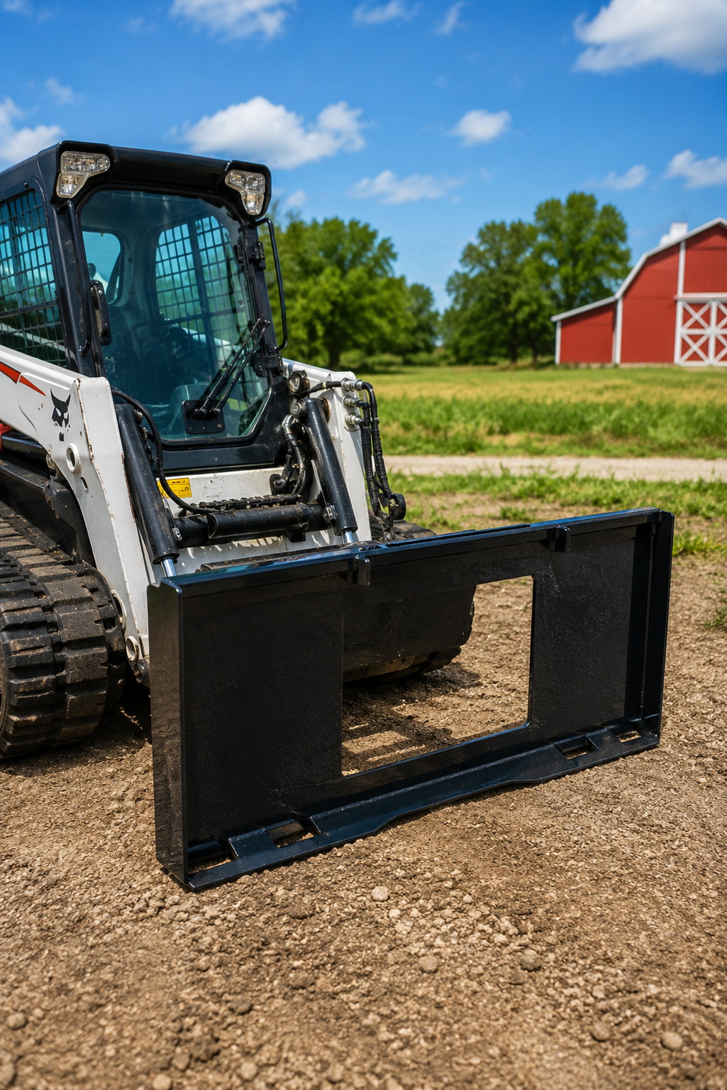 attachMan 35.8" Universal Skid Steer Weld-on Mount Plate with Window - 1/4" Thick Steel