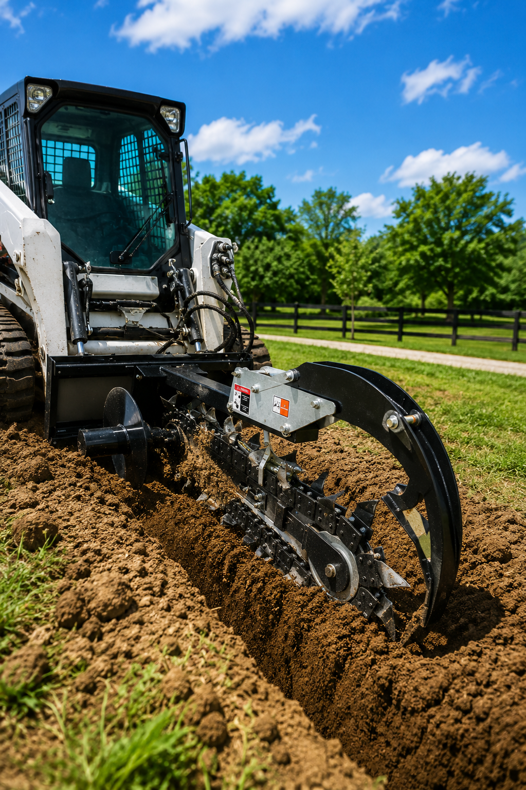 attachMan Skid Steer Trencher Attachment - 6" Cutting Width, Adjustable Depth up to 37" - Universal Quick Attach