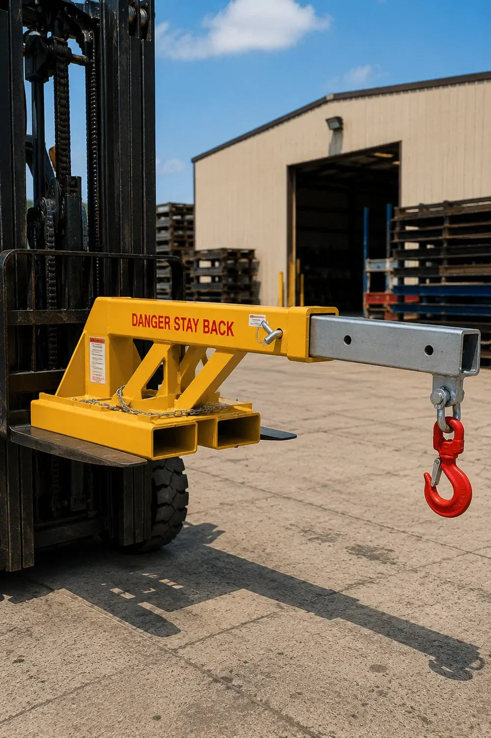 9900 lb Forklift Jib Boom, Heavy-Duty Short Mobile Crane Attachment, FJCS45