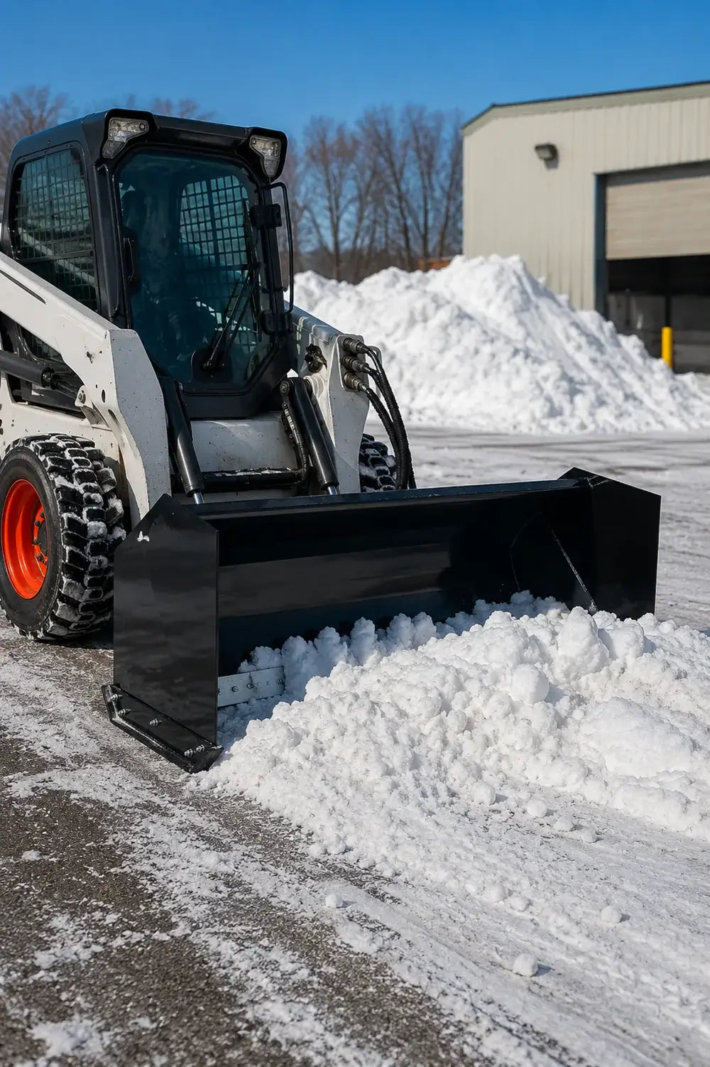 Heavy-Duty Skid Steer Snow Pusher Attachment for Commercial Snow Removal & Cleanup
