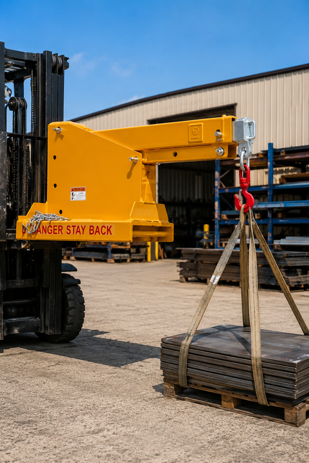 attachMan 5500lb Capacity Forklift Short Mobile Crane Lifting Hoist Jib Boom - Heavy Duty Universal Attachment