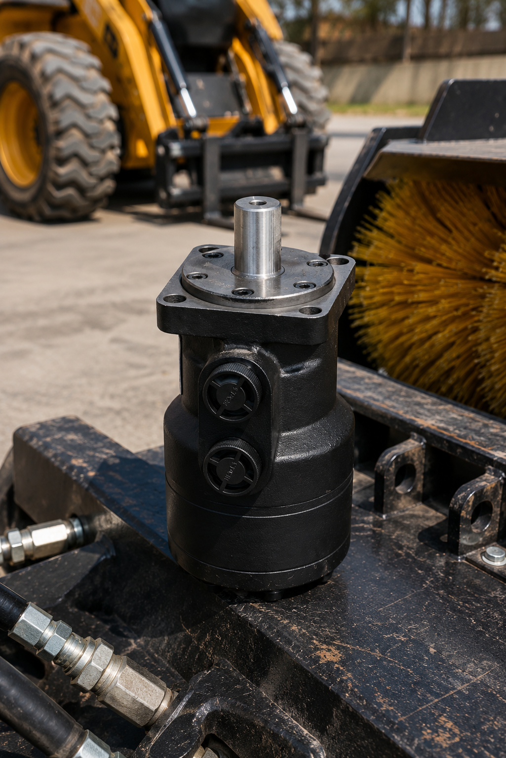 attachMan Heavy-Duty Hydraulic Motor Replacement for Angle Broom Sweeper Attachment