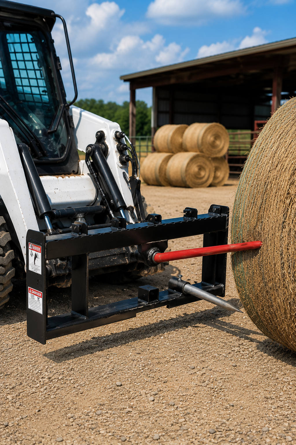 49" Skid Steer Hay Spear & Pallet Fork Frame Attachment with 2" Trailer Hitch Receiver