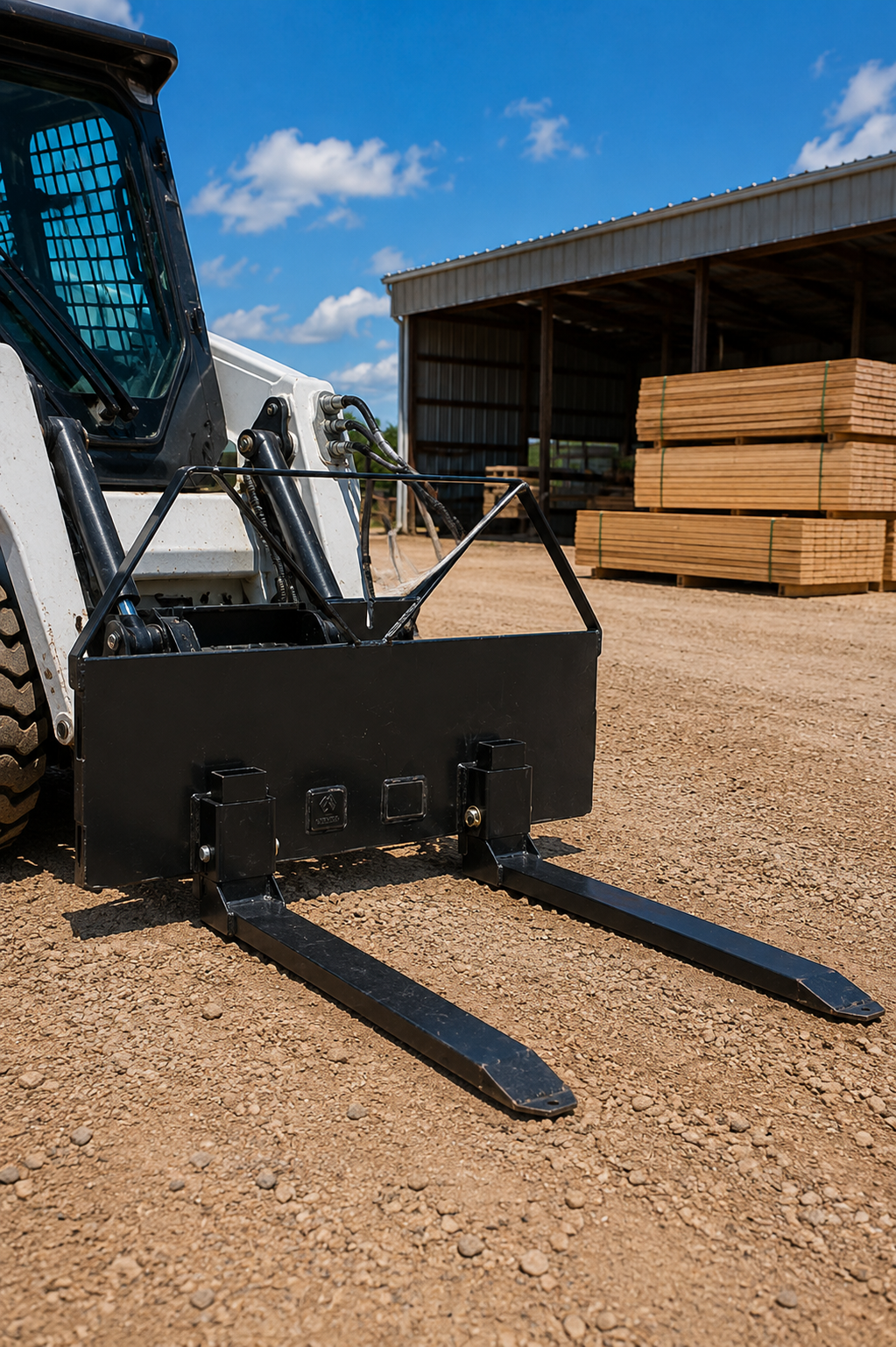 attachMan Economy 2600 lb Skid Steer Pallet Fork Attachment - 49" Quick Tach Frame
