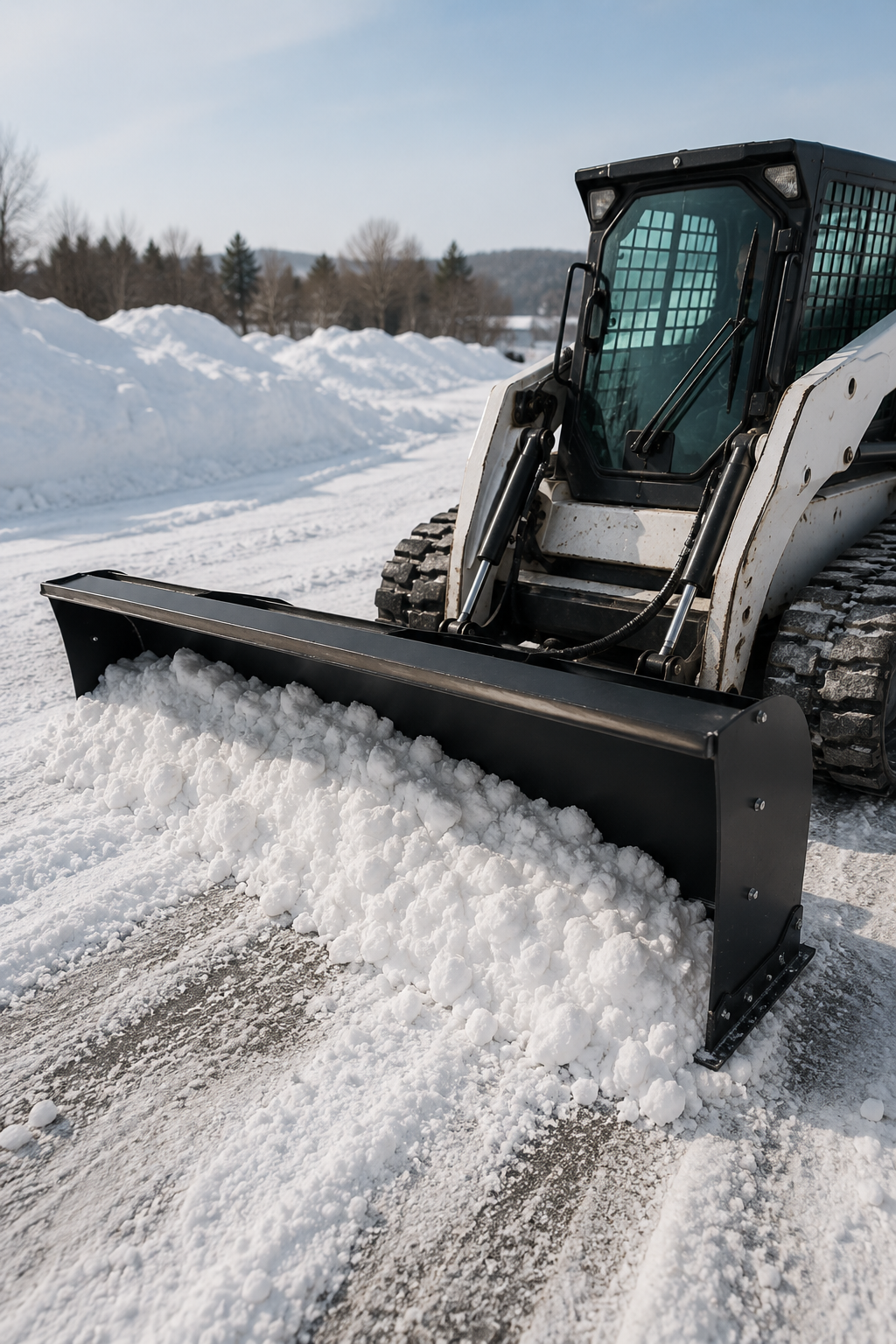 84" Heavy Duty Skid Steer Trip Edge Snow Pusher Attachment - Universal Quick Attach