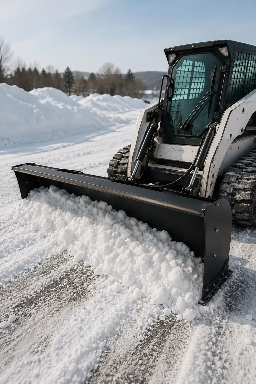 84" Heavy Duty Skid Steer Snow Pusher with Trip Edge, Universal Quick Attach