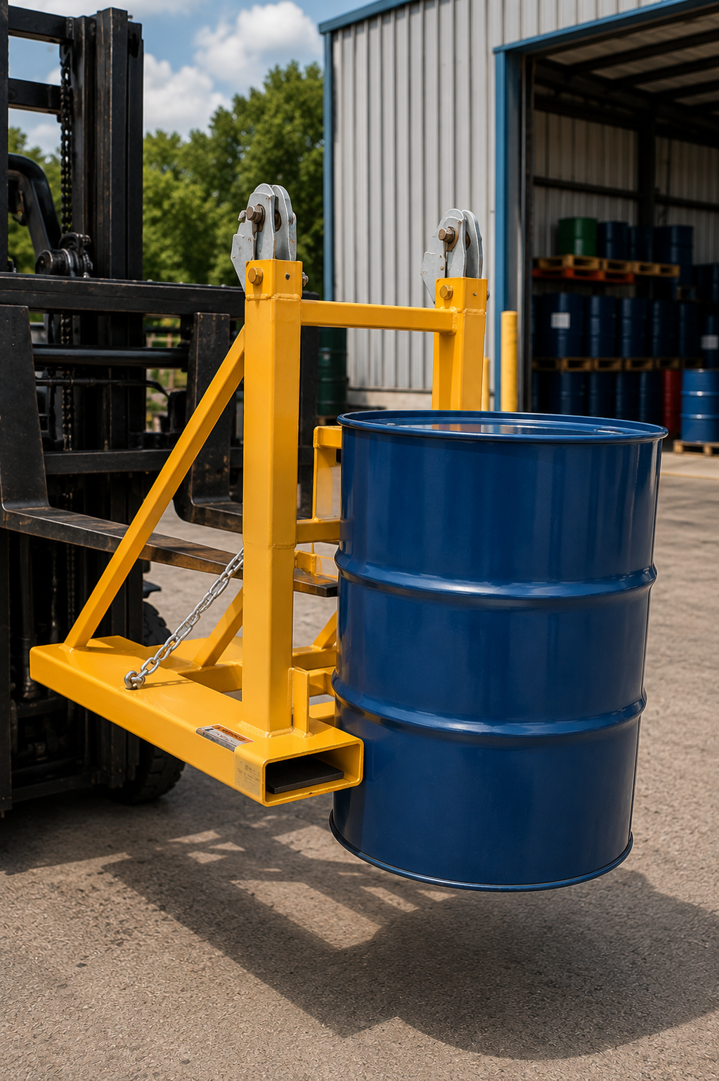1500KG Capacity Parrot Beak Double Drum Lifter - Forklift Attachment for 210L Drums